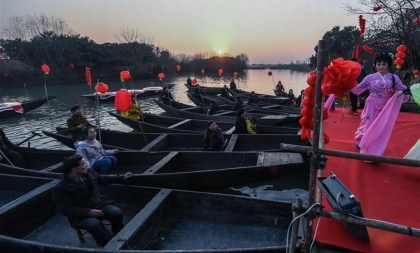 Villagers watch traditional opera in Hangzhou