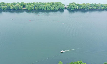 Aerial views of West Lake scenic area
