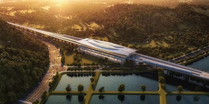 Hangzhou-Deqing intercity railway tops out