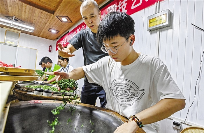 Preserving West Lake Longjing tea by hand