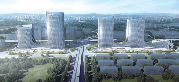 Smart manufacturing supply town industrial complex tops out