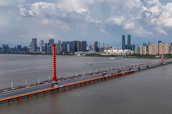 View of Xixing Bridge over the Qiantang River in Hangzhou