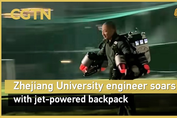 Zhejiang University engineer soars with jet-powered backpack