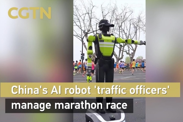China's AI robot 'traffic officers' manage marathon race