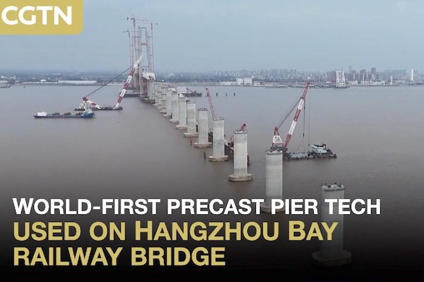World-first precast pier tech used on Hangzhou Bay railway bridge