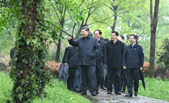Xi visits 1st national wetland park in Zhejiang