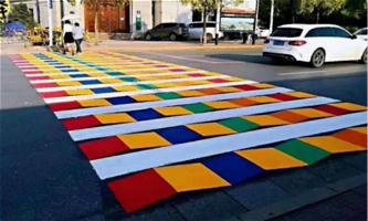 Colorful zebra crossing in Xiaoshan district