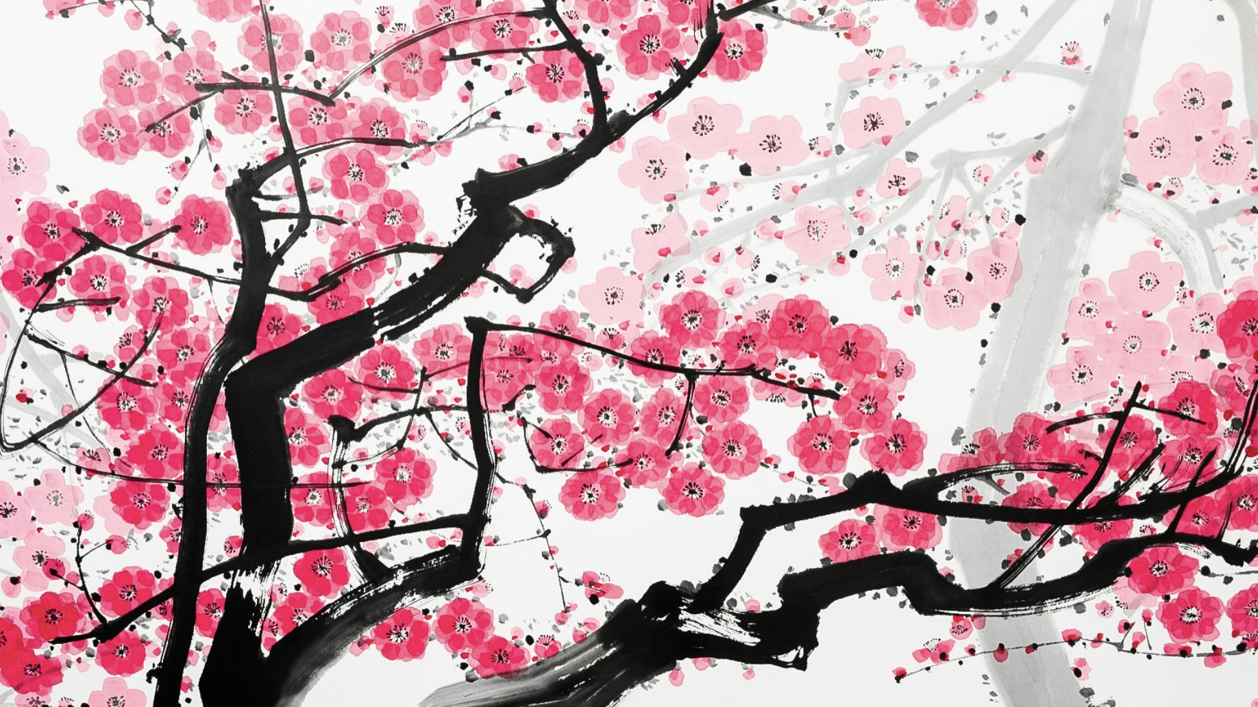Chinese artist's plum blossom paintings leave strong aftertaste