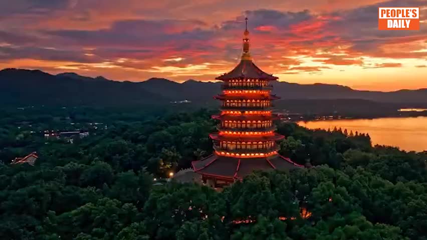 Evening glow lights up West Lake