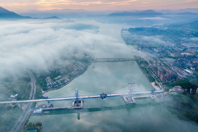 Xin'an River Bridge completed, marking major milestone for Jinhua–Jiande high-speed railway
