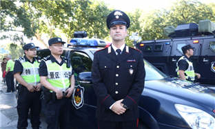 Italian police officers patrol in Hangzhou